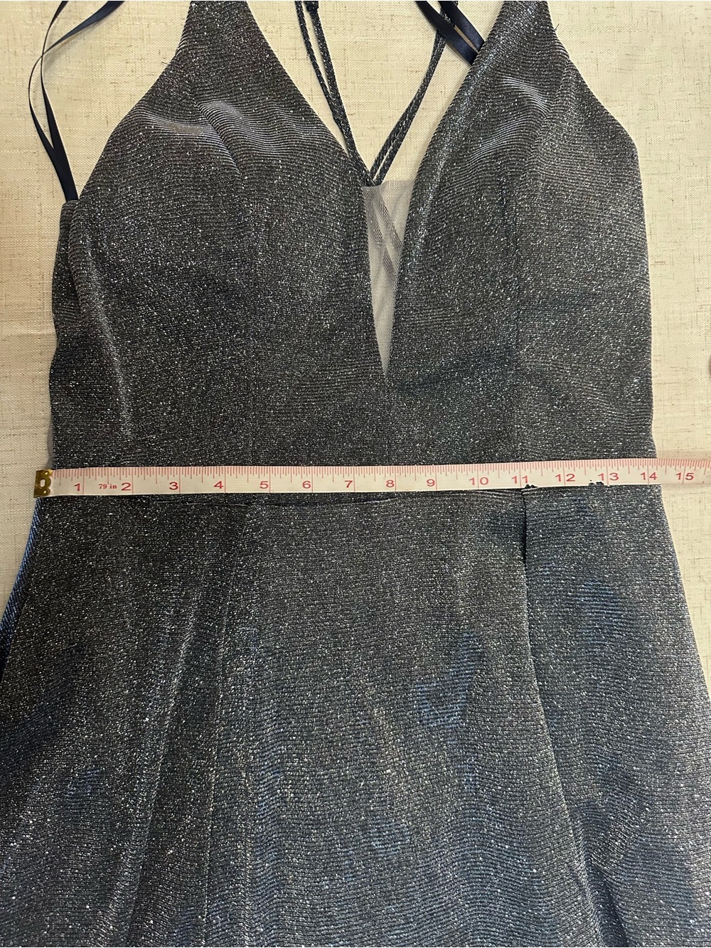 My Michelle Sparkling Navy Plunge Midi Dress - Picture 7 of 12